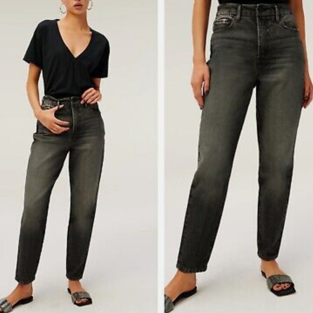 Good American Good Mom High Waisted Jeans Black Sz 4